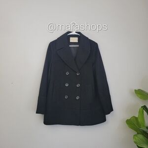 Fleurette Loro Piana Wool Black Pea Coat